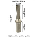 Dia 45.5 mm~5D~40 mm Shank