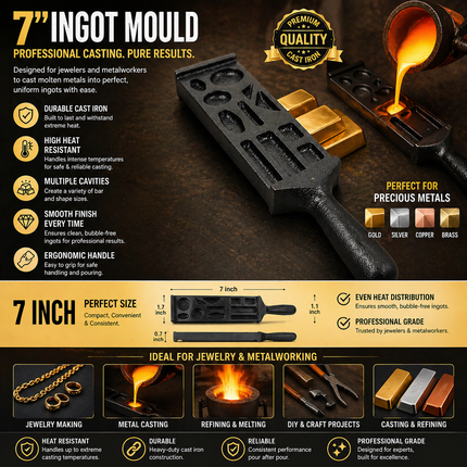 7 Inch Cast Iron Ingot Mould – Professional Metal Casting Tool
