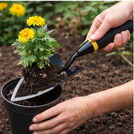 Buyohlic Gardening Hand Trowel – Heavy Duty Carbon Steel with Rubberized Grip, Ideal for Soil Digging, Planting & Transplanting