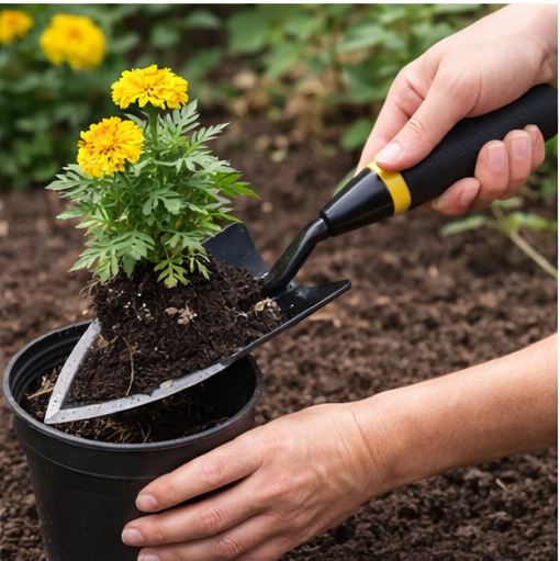 Buyohlic Gardening Hand Trowel – Heavy Duty Carbon Steel with Rubberized Grip, Ideal for Soil Digging, Planting & Transplanting