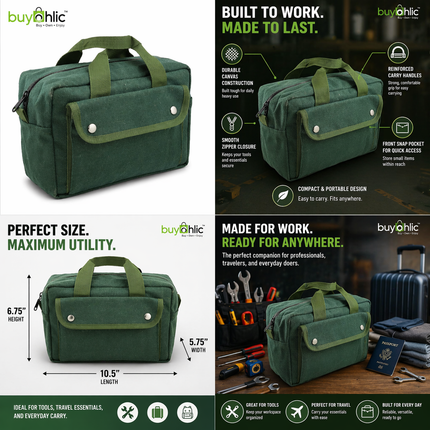 Canvas All Purpose Military Style Duffle Bag, Water-Resistant, Double Zipper Closure, heavy Duty