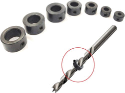 Drill Stopper Collar Set In Imperial & Metric with Allen Wrench to Tighten the Stops Set-Screws (7-Piece)