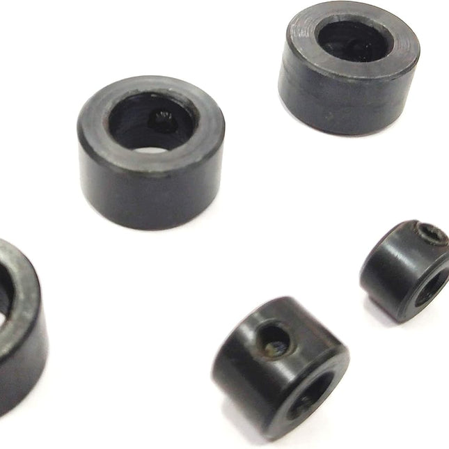 Drill Stopper Collar Set In Imperial & Metric with Allen Wrench to Tighten the Stops Set-Screws (7-Piece)