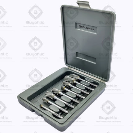 Buyohlic Set of 8 pcs Tungsten Carbide Burr Set 1/4" Shank Wood Stone Carving Cutting Engraving Grinder Kit Attachment Rotary Tool Accessories Set Harder than Diamond
