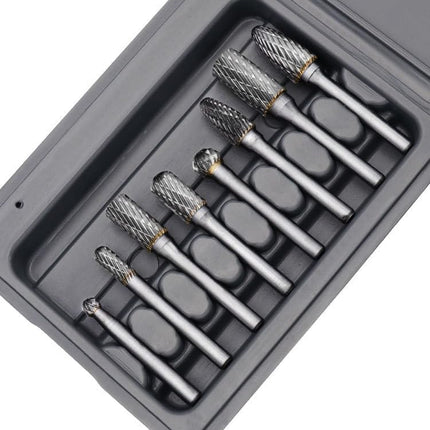 Buyohlic Set of 8 pcs Tungsten Carbide Burr Set 1/4" Shank Wood Stone Carving Cutting Engraving Grinder Kit Attachment Rotary Tool Accessories Set Harder than Diamond