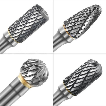 Buyohlic Set of 8 pcs Tungsten Carbide Burr Set 1/4" Shank Wood Stone Carving Cutting Engraving Grinder Kit Attachment Rotary Tool Accessories Set Harder than Diamond