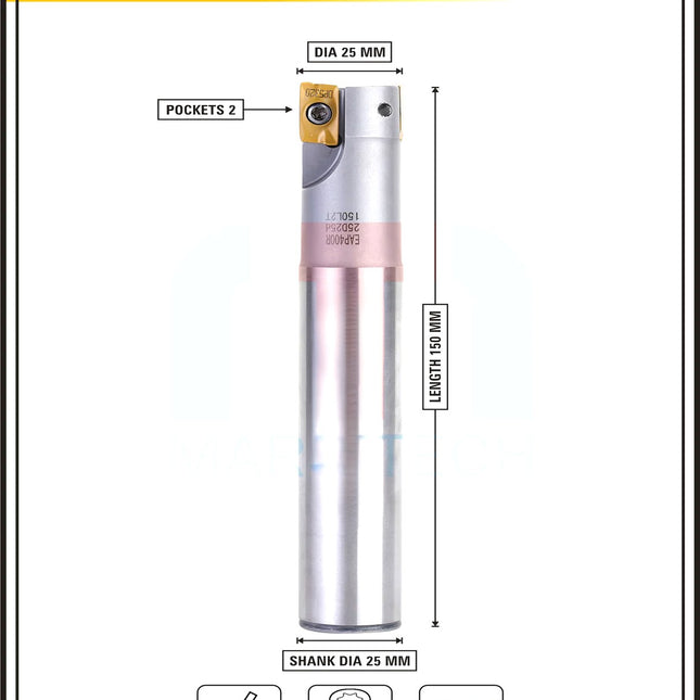 Indexable Insert Endmill 25MM II 2 Pocket II 10 Pcs APMT1604 Carbide Inserts Free
