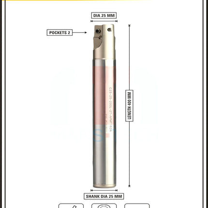 Indexable Insert Endmill 25MM II 2 Pocket II 10 Pcs APMT1604 Carbide Inserts Free