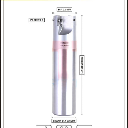 Indexable Insert Endmill 32MM II 3 Pocket II 10 Pcs APMT1604 Carbide Inserts Free