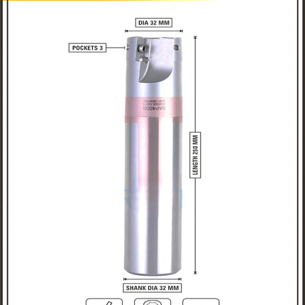 Indexable Insert Endmill 32MM II 3 Pocket II 10 Pcs APMT1604 Carbide Inserts Free