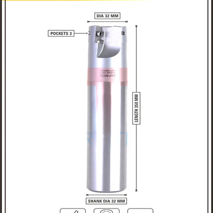 Indexable Insert Endmill 32MM II 3 Pocket II 10 Pcs APMT1604 Carbide Inserts Free