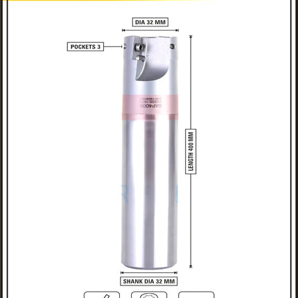 Indexable Insert Endmill 32MM II 3 Pocket II 10 Pcs APMT1604 Carbide Inserts Free