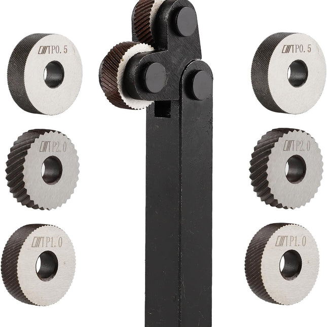 7pcs high-Strength Double-Wheel Lathe knurling Tools Diagonal Diagonal knurling Wheel Pitch 0.5/1.0/2.0mm