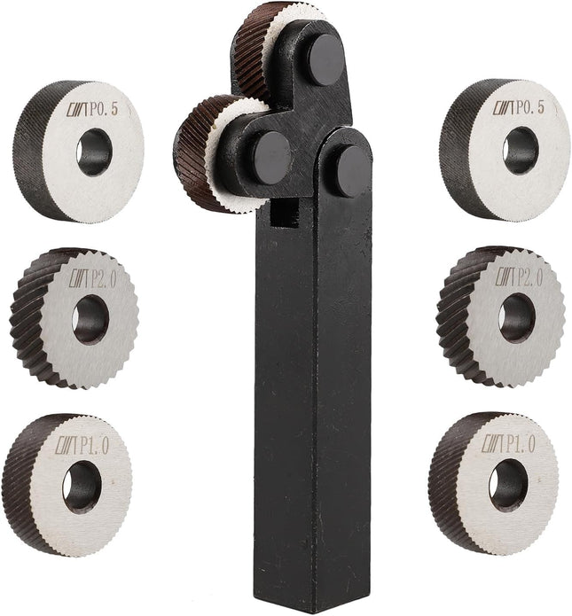 7pcs high-Strength Double-Wheel Lathe knurling Tools Diagonal Diagonal knurling Wheel Pitch 0.5/1.0/2.0mm