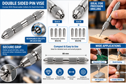 Double Sided Pin Vise Comes With Reversable Collets On Each End side