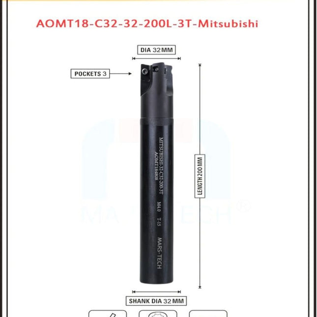 Indexable Insert Endmill 32MM II 3 Pocket II 10 Pcs AOMT18 Carbide Inserts Free