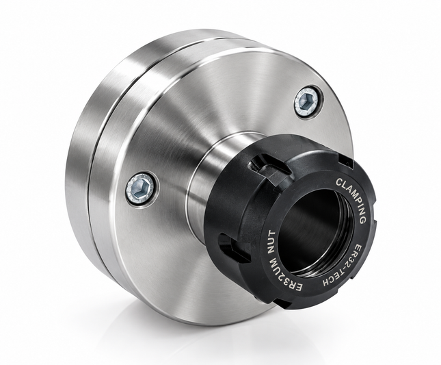 Buyohlic ER32 Collet Chuck – Myford 1-1/8" × 12 TPI Thread, 2-Piece Steel Lathe Adaptor