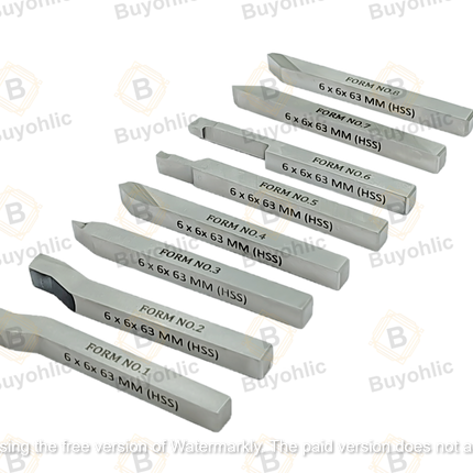 HSS M2 Grade Lathe Form Tool Set-Hard & Ground -Turning, Threading Machine Tools II Supplied in a Plastic Box