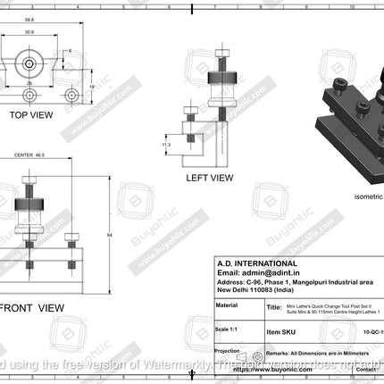Mini Lathe's Quick Change Tool Post Set II Suits Mini & 90-115mm Centre Height Lathes