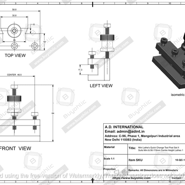Mini Lathe's Quick Change Tool Post Set II Suits Mini & 90-115mm Centre Height Lathes