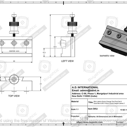 Mini Lathe's Quick Change Tool Post Set II Suits Mini & 90-115mm Centre Height Lathes