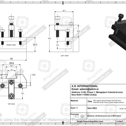 Mini Lathe's Quick Change Tool Post Set II Suits Mini & 90-115mm Centre Height Lathes
