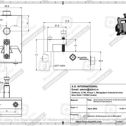 Quick Change Tool Post for CJ18A Series,C2C3 Mini Bench Lathe Machine