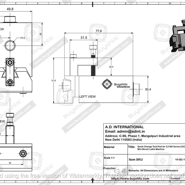 Quick Change Tool Post for CJ18A Series,C2C3 Mini Bench Lathe Machine
