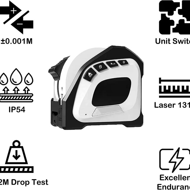 Buyohlic 2-in-1 Laser Tape Measure 131 Ft Rechargeable Laser Measurement Tool & 16Ft Measuring Tape Movable Magnetic Hook Pythagorean Mode, Measure Distance, Area and Volume