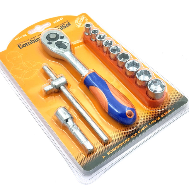 Buyohlic  3/8-Inch Drive Extendable Ratchet socket wrench set with 9 Pcs Hex Drive Socket Set