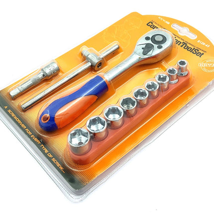 Buyohlic  3/8-Inch Drive Extendable Ratchet socket wrench set with 9 Pcs Hex Drive Socket Set