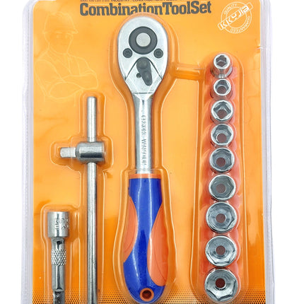 Buyohlic  3/8-Inch Drive Extendable Ratchet socket wrench set with 9 Pcs Hex Drive Socket Set