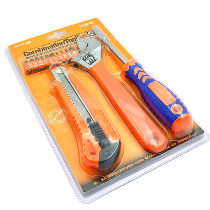 Buyohlic International 4 Pcs Combo of Retractable Utility Knife , Adjustable Wrench and 10 Pcs Multi-bits, Ratcheting Screwdriver tool set