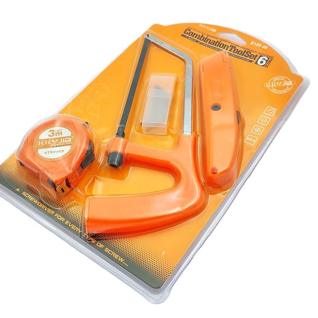 Buyohlic International Hand Tool Set 1 Pc x Mini Hacksaw Hand Saw, 1 x Utility Knife 1 x 3 Mtr Measuring Tap Small Combos