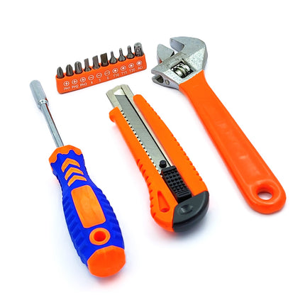 Buyohlic International 4 Pcs Combo of Retractable Utility Knife , Adjustable Wrench and 10 Pcs Multi-bits, Ratcheting Screwdriver tool set