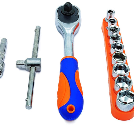 Buyohlic  3/8-Inch Drive Extendable Ratchet socket wrench set with 9 Pcs Hex Drive Socket Set