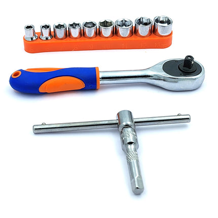 Buyohlic  3/8-Inch Drive Extendable Ratchet socket wrench set with 9 Pcs Hex Drive Socket Set