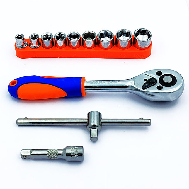 Buyohlic  3/8-Inch Drive Extendable Ratchet socket wrench set with 9 Pcs Hex Drive Socket Set