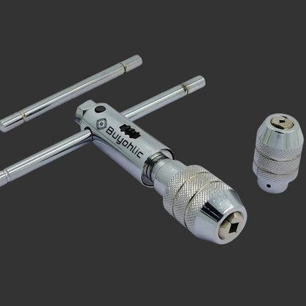 Ratchet Type Tap Wrench with Interchangeable Heads Set Capacities 1/8" to 1/4" & 1/4" to 1/2"