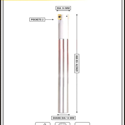 Indexable Insert Endmill 14MM II 2 Pocket II 10 Pcs APMT1135 Carbide Inserts Free