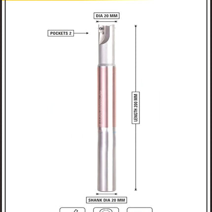 Indexable Insert Endmill 20MM II 2 Pocket II 10 Pcs JDMT1003 Carbide Inserts Free