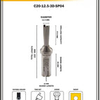 Dia 12.5 mm~3D~20 mm Shank