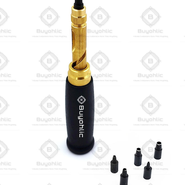 Buyohlic Screw Punch Set Wood Handle Belt Hole Puncher, Adjustable Leather Hole Punch Tool