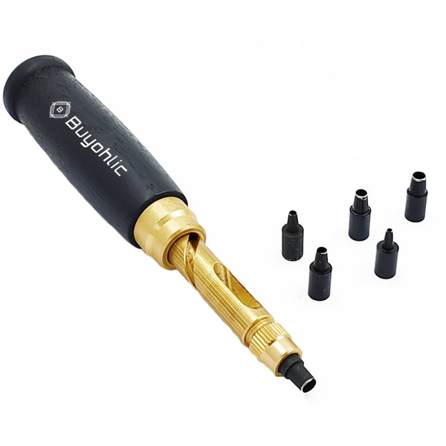 Buyohlic Screw Punch Set Wood Handle Belt Hole Puncher, Adjustable Leather Hole Punch Tool