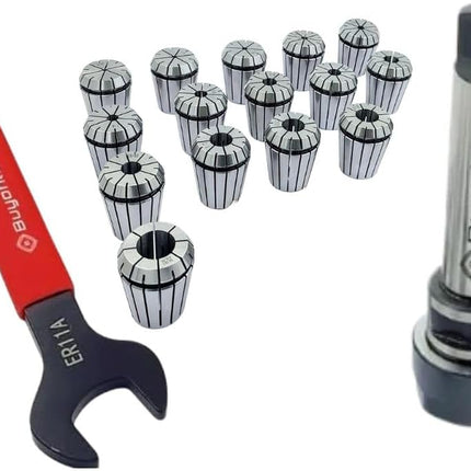 ER11 - 15 Pcs Collet Set Range1mm- 1/8"" Milling Collet Adopter With Spanner