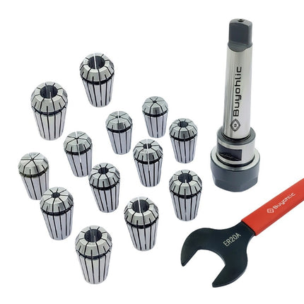 ER20 - 14 Pcs Collet Set Range1/16-1/2"  Milling Collet Adopter With Spanner