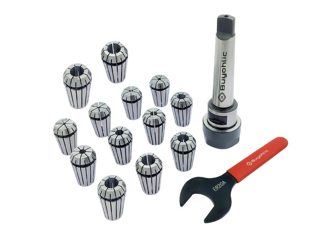 ER20 - 14 Pcs Collet Set Range1/16-1/2"  Milling Collet Adopter With Spanner