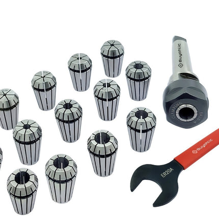 ER20 - 14 Pcs Collet Set Range1/16-1/2"  Milling Collet Adopter With Spanner