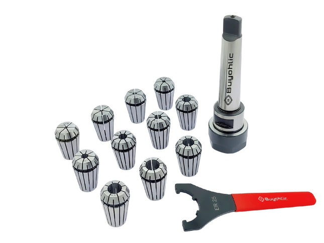 ER25 - 12 Pcs Collet Set (Range 1/8 -5/8" ) Milling Collet Adopter With Spanner