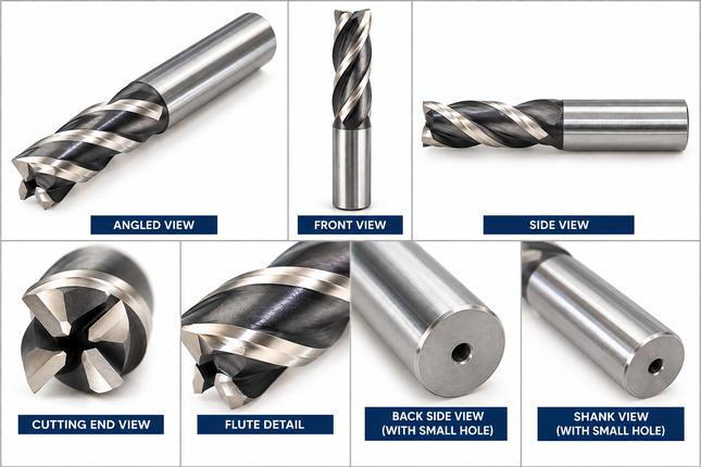 HSS Parallel Shank End Mill – RH Cutting, LH Helical Flutes – Metric Sizes